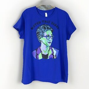 Rachel Maddow Watch This Space Royal Blue T-Shirt Short Sleeve Tee Artsy XL News